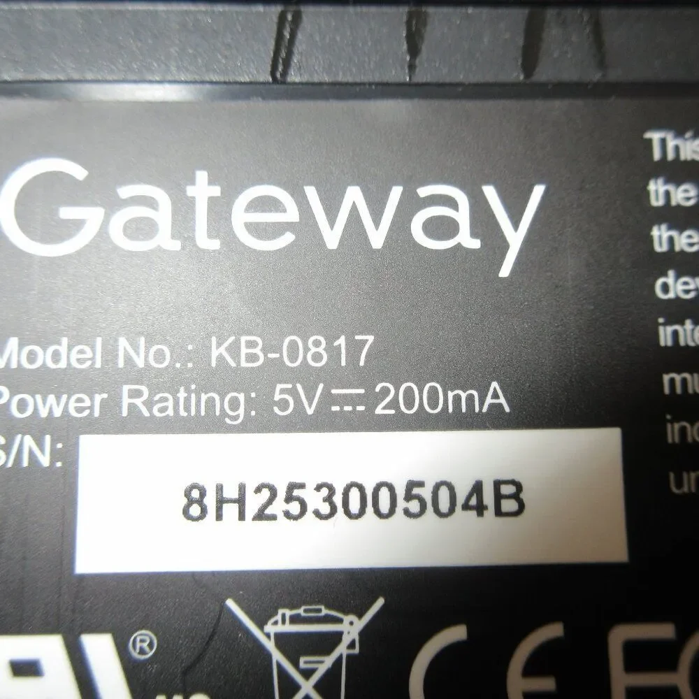 Gateway KB-0817 Wired PS/2 Keyboard Black Full Size Multimedia for Desktop PC